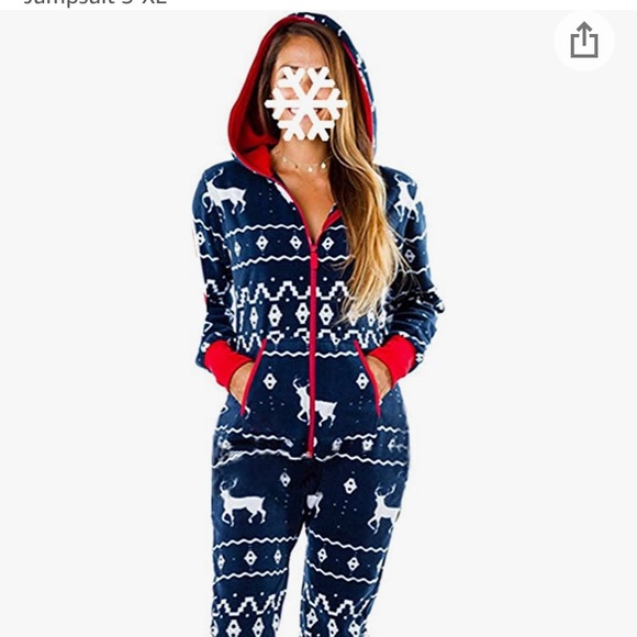 Womens deer print onesie - Picture 2 of 6